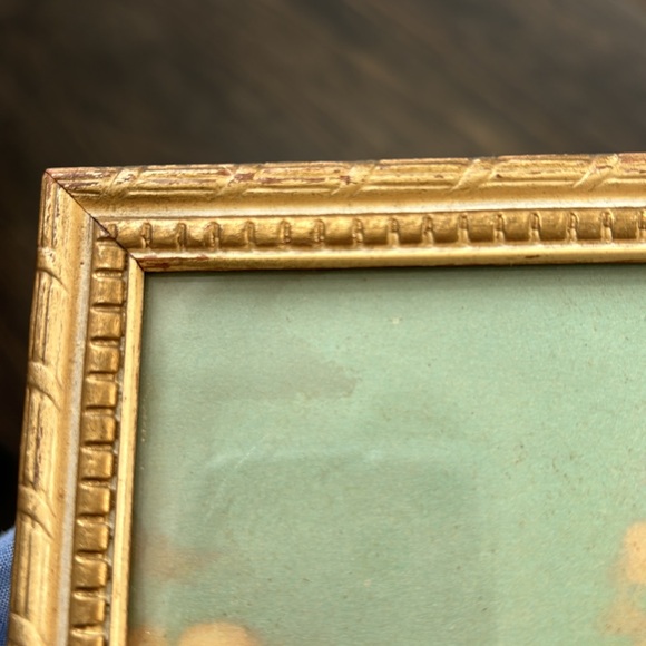 Vintage print in gold wood frame, cottage, spring, creek w/ ducks, 9x7” - Picture 3 of 5